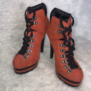 Orange/ rusty high heel boots